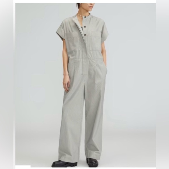 Everlane Pants - Everlane Easy Workwear Utility Striped Organic Cotton Jumpsuit Size L